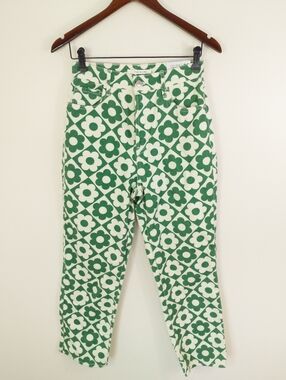 PacSun Green White Daisy Floral High Rise Straight Leg Jeans Size 26 New